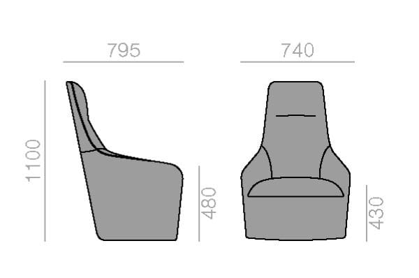 Кресло с высокой спинкой Andreu World Alya ARCH-00004497 - Вид №2