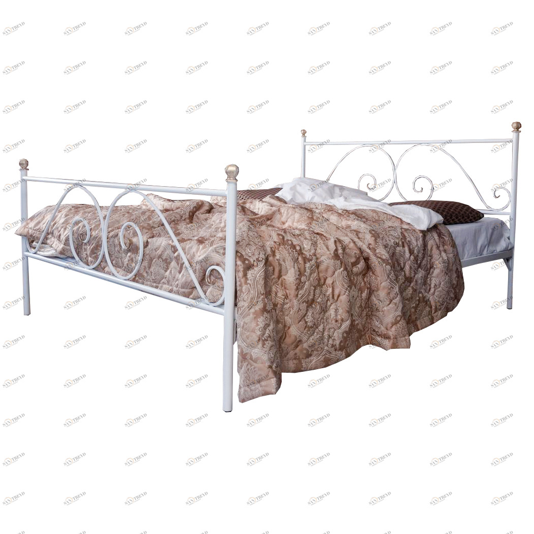 Кованая двуспальная кровать 180х200 с двумя спинками белая "Анталия" FRANCESCO ROSSI АНТАЛИЯ 134683 Белый