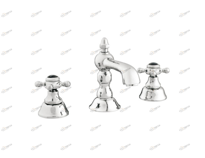 035001.N00.62 Раковина с тремя отверстиями из черного фарфора Сатин никель Mestre RETRO