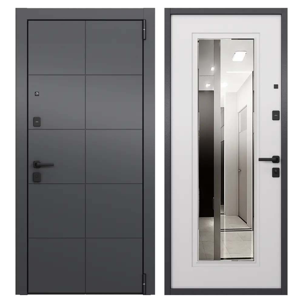 Дверь входная металлическая Гибсон 95x205 см правая скай беленый с зеркалом TOREX STLM-2023843 - Вид №1