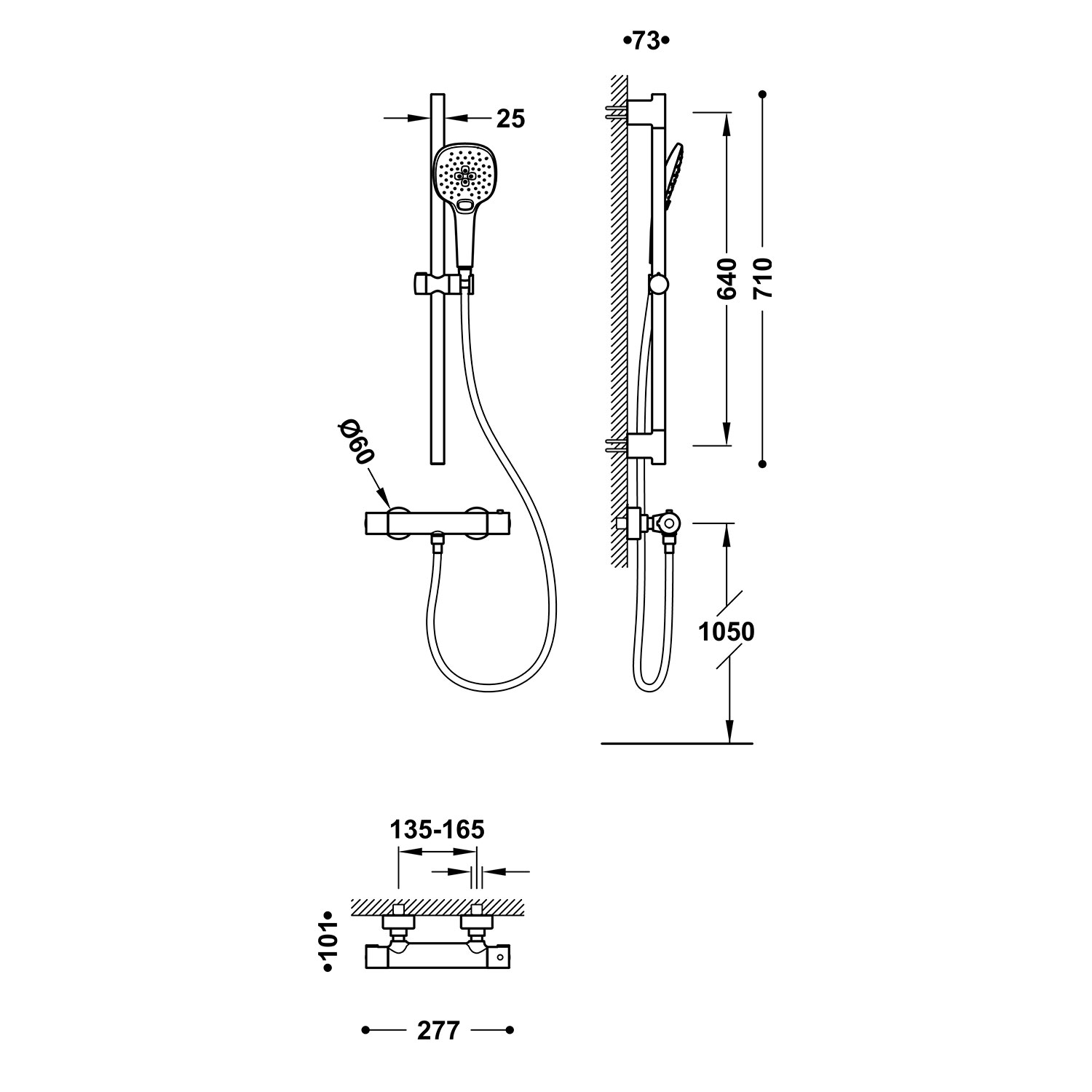 CANIGÓ Wall-mounted thermostatic shower mixer tap kit-21738502 TRES Canigo - Вид №1