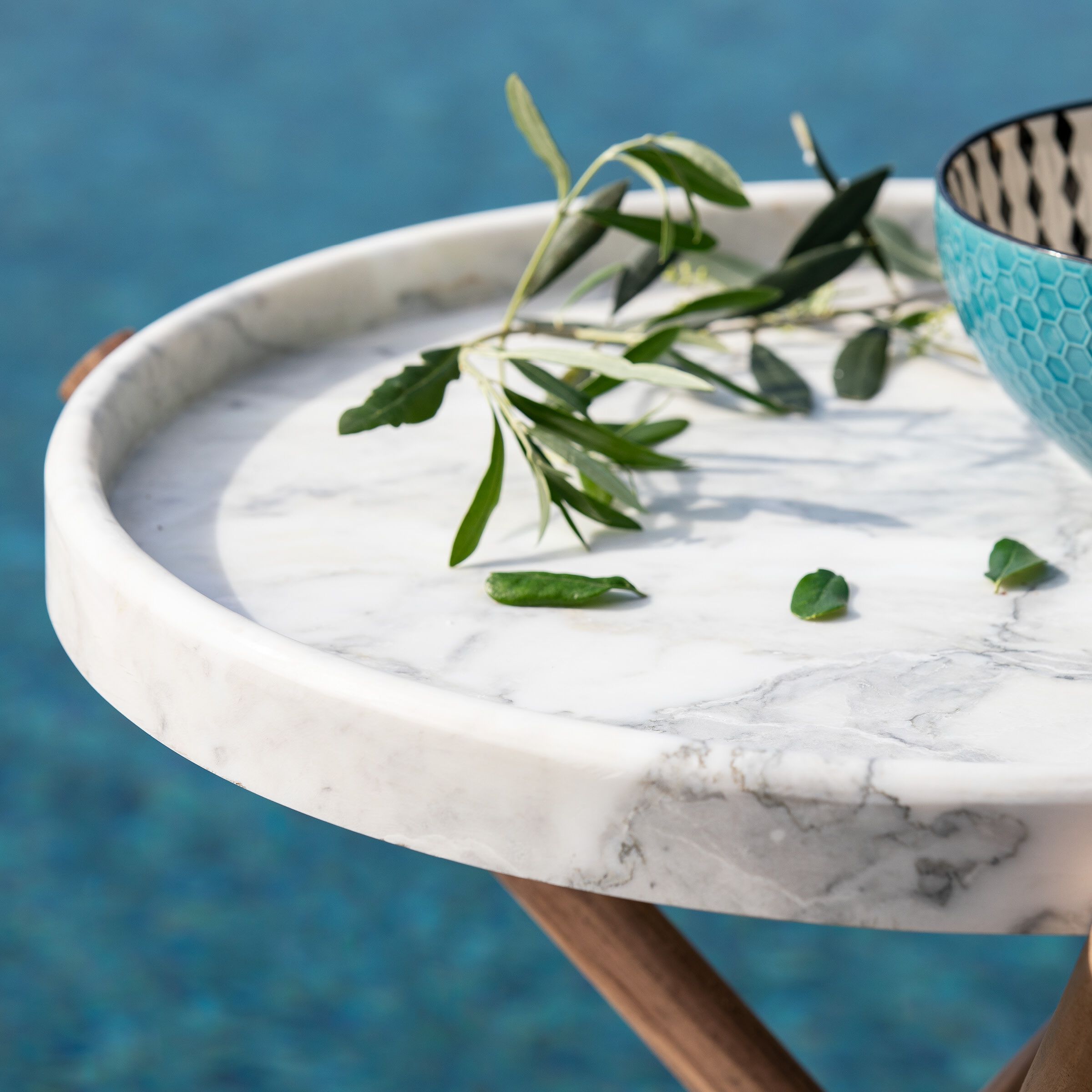 Каррарский мраморный круглый садовый столик VELTHA® LASE ARCH-00078944 - Вид №5