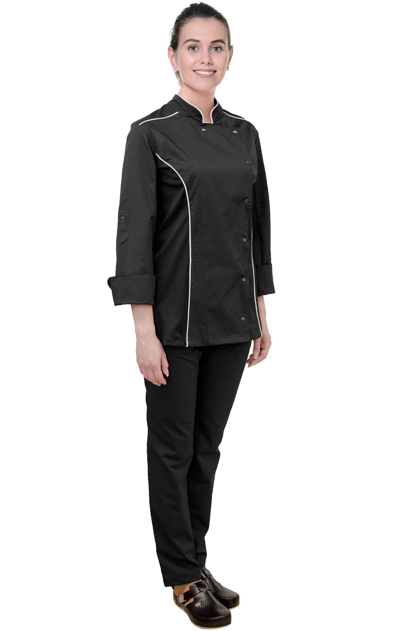 67685 Китель поварской женский цвет black (черный) RICON  Одежда для поваров  размер 52 (XXL)  - Вид №5