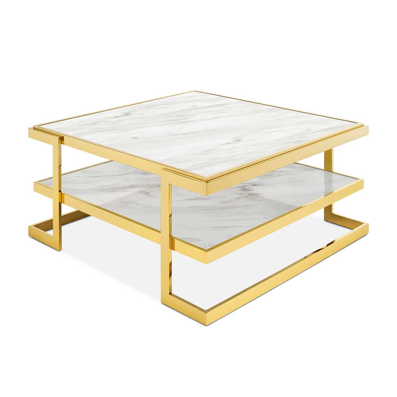 450285-93 ABHIKA КОФЕЙНЫЙ СТОЛ CROWNE MAR H46 100X100 BLACK/GOLD  - Вид №1