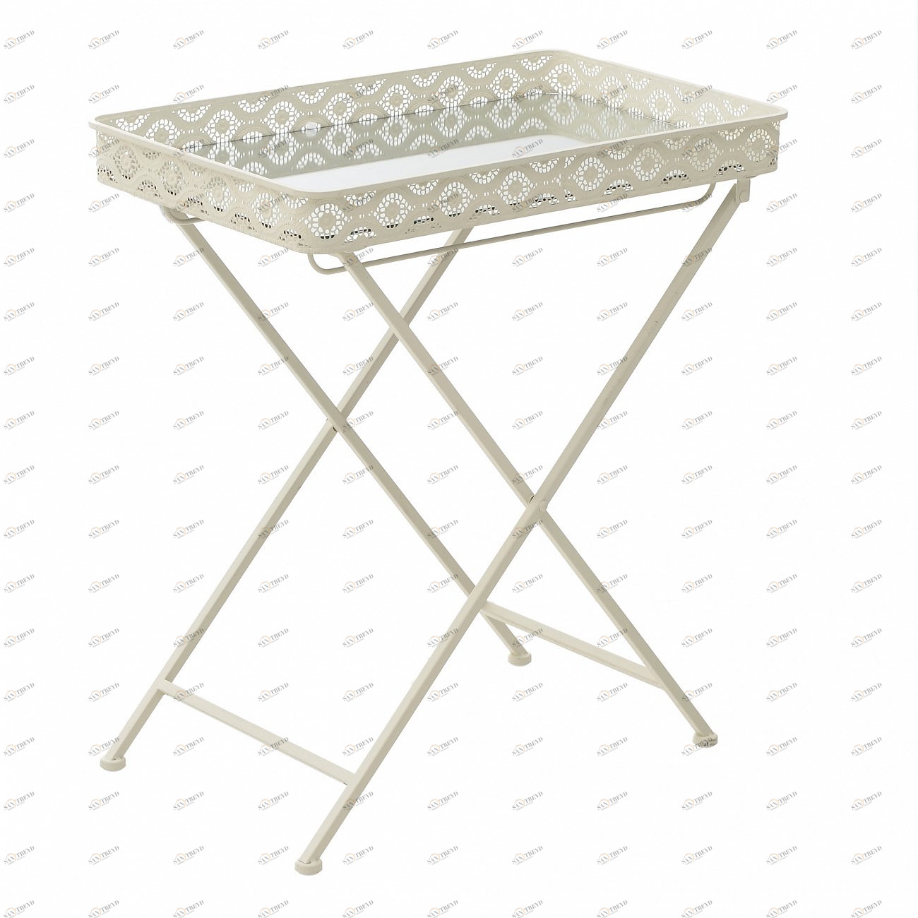 Столик сервировочный с резными бортиками молочный 50 см One TO4ROOMS  213147 Белый;зеркальный 