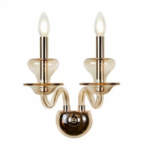 Бра металлическое на 2 лампы шампань Mercury Gold W9448-2 ILAMP СВЕЧА 00-3949174 Золото;прозрачный