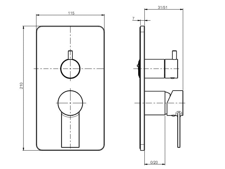 Однорычажный смеситель для душа с переключателем Rubinetterie Frattini ARCH-00036785 - Вид №2
