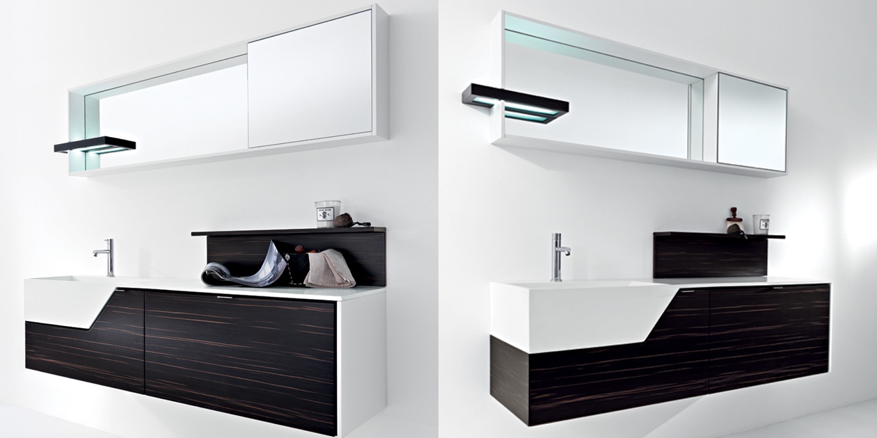 Комбинация ванной комнаты PV13 в отделке Wing Milltek / L41 Bianco / Эбеновое дерево  MILLDUE PIVOT PIVOT13 - Вид №3