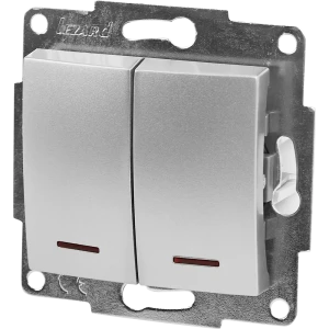 Выключатель Lezard Karina 2 клавиши с подсветкой цвет матовый серый