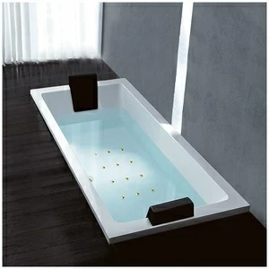Ванна Gruppo treesse Quadra 180 V078C-SX-GD белая с золотой фурнитурой и аэромассажем прямоугольная встроенная левая