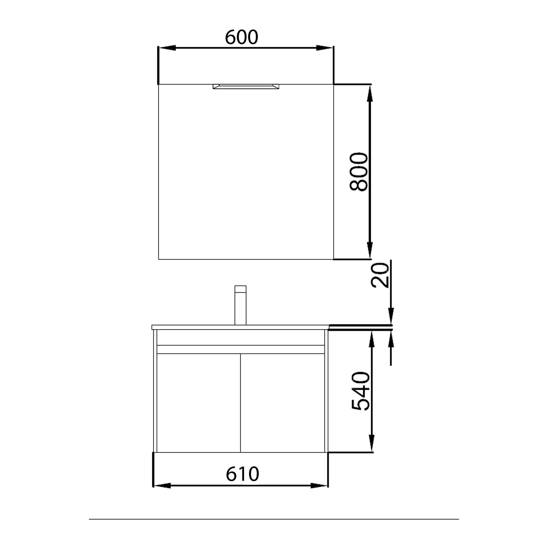 84965 SALGAR Мебель для умывальника NOJA 600 2 дв. MATT GREY + Раковина Мэтт Грей - Вид №1