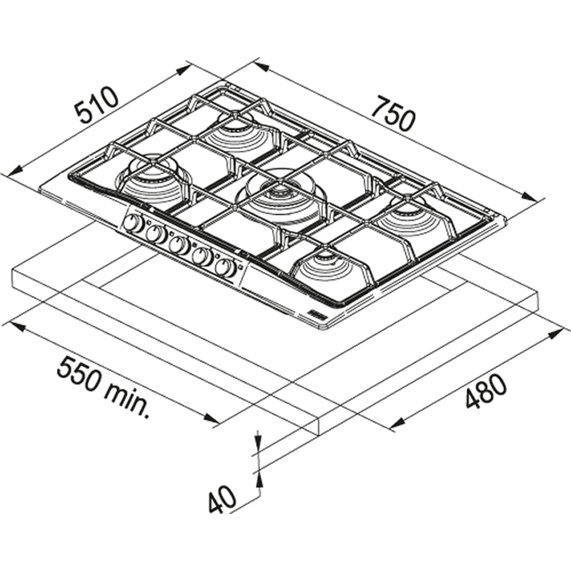 Варочная панель  FHTL 755 4G TC OA C Franke Trend Line 750 FHTL 755 4G TC OA C Бежевый  - Вид №1