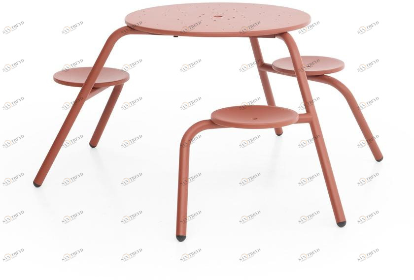 Extremis Круглый металлический стол для пикника со встроенными стульями sun-id-1346887