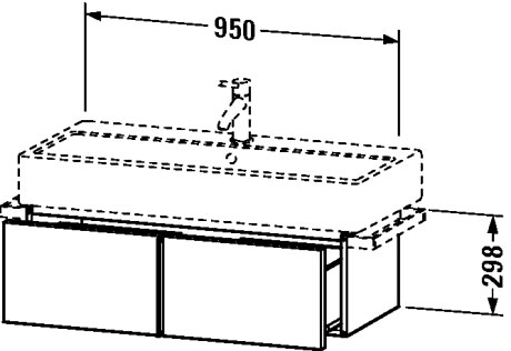 VE610701414 Тумбочка подвесная Vero #VE6107 950 x 431 мм Терра, декор Duravit - Вид №1