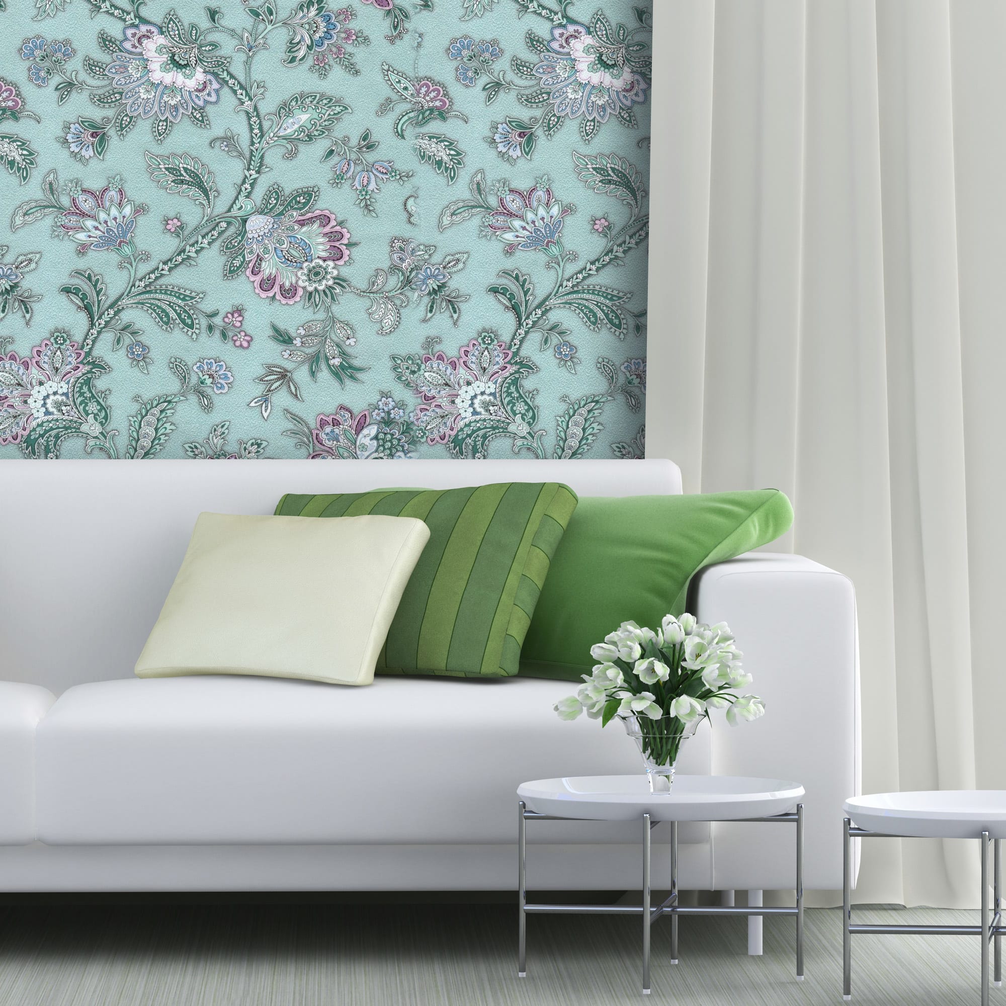 17145960 Обои бумажные голубые 0.53 м 4097-82 (С6К) Финифть Santreyd  - Вид №2