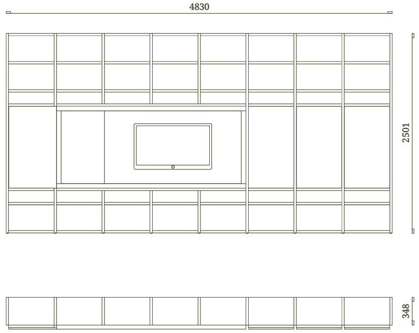 Febal Casa Книжный шкаф лакированный с подсветкой с подставкой под телевизор sun-id-1372698 - Вид №5
