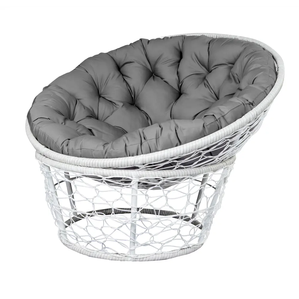 Кресло садовое GreenGard Мадрид 108х96х90 см металл/искусственный ротанг белый/серый Садовое кресло STLM-2087457