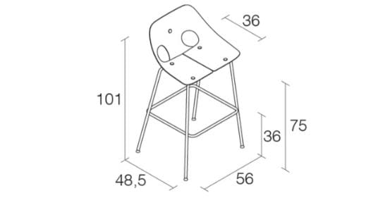 Восстановленный высокий барный стул из АБС-пластика со спинкой Alias ARCH-00088566 - Вид №3