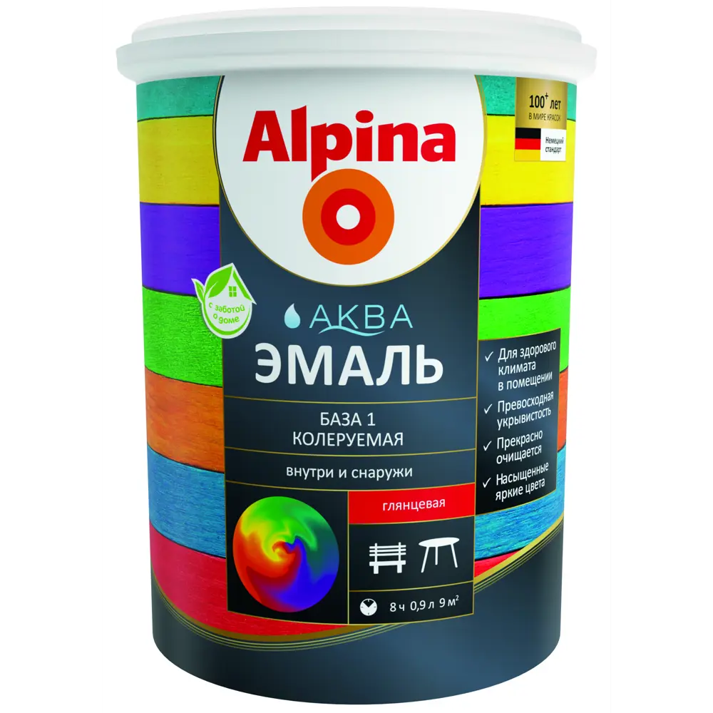 Эмаль Alpina Аква База 1 глянцевая цвет белый 0.9 л STLM-2026725