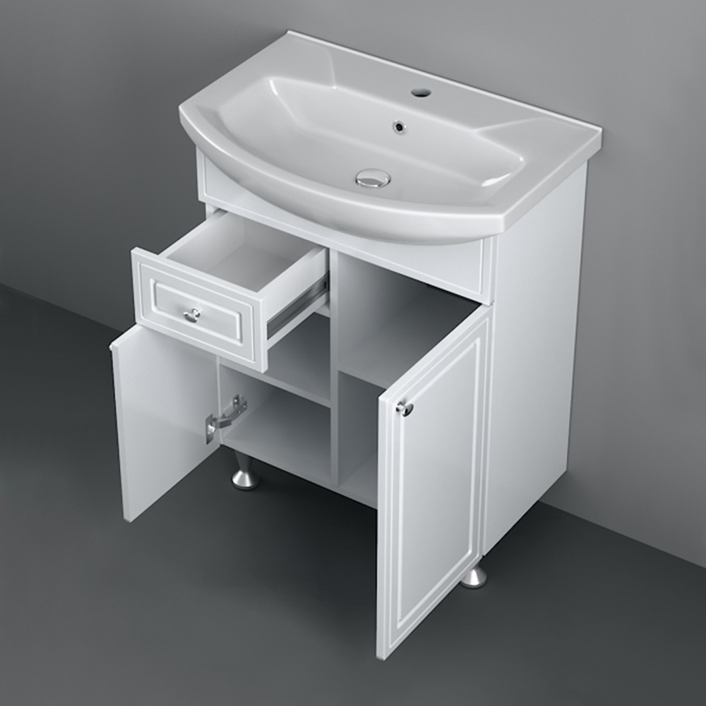 M41-FSX0653WG-WCC065 база на ножках с раковиной 65 см ящ/дв белый глянец Damixa Palace One  - Вид №3