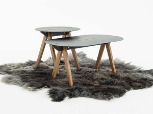 Прямоугольный журнальный столик с кожаной столешницей от yak