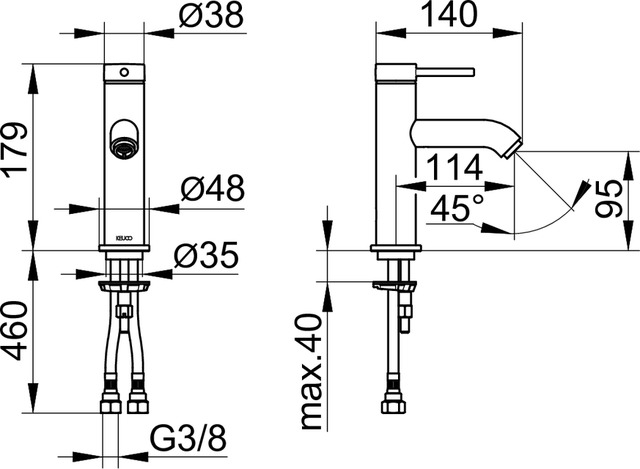 59502372100 Однорычажный смеситель для умывальника 100 KEUCO IXMO - Вид №3