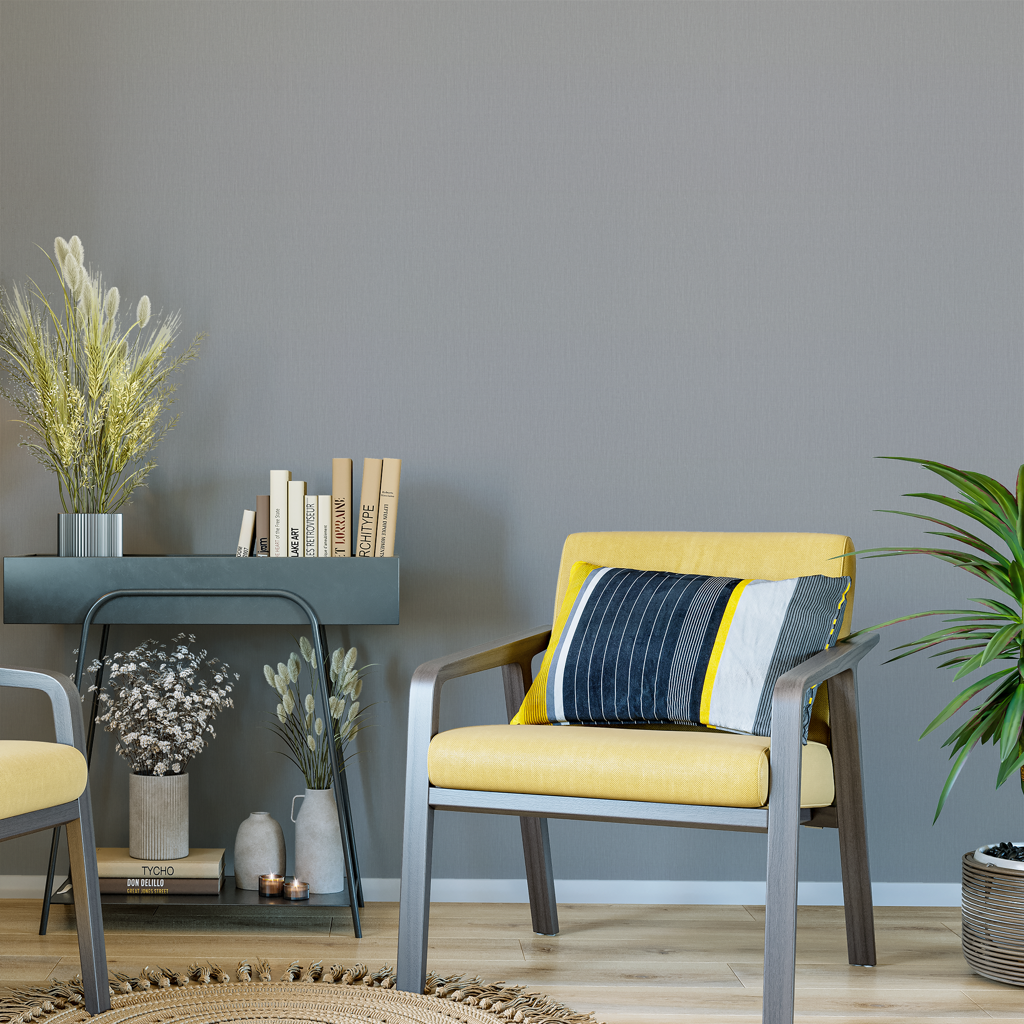 ПАЛИТРА Polynesia - флизелиновые обои темно-серые структурные 85633422 STLM-0064741 - Вид №2