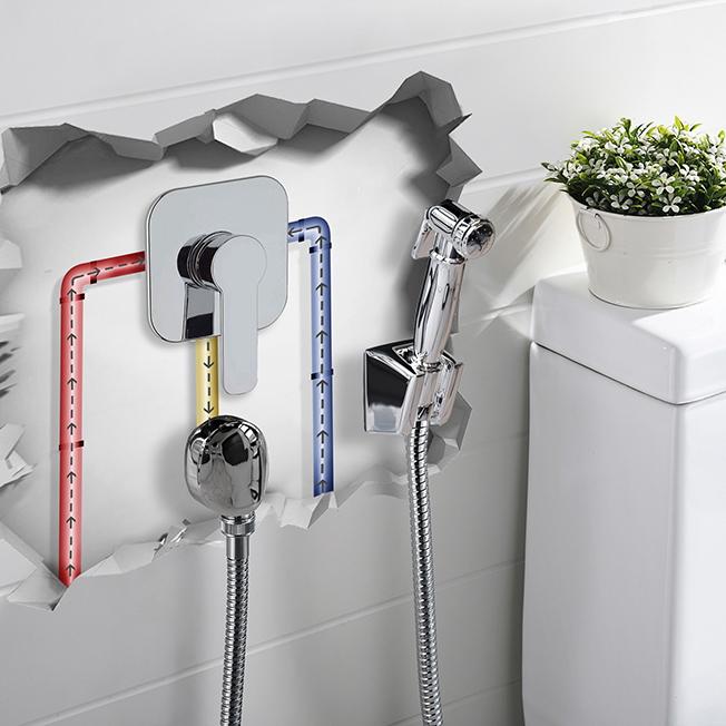 53CR174KIT ARIA комплект гиг. душа с выводом для воды и шлангом, хром Paini  - Вид №2