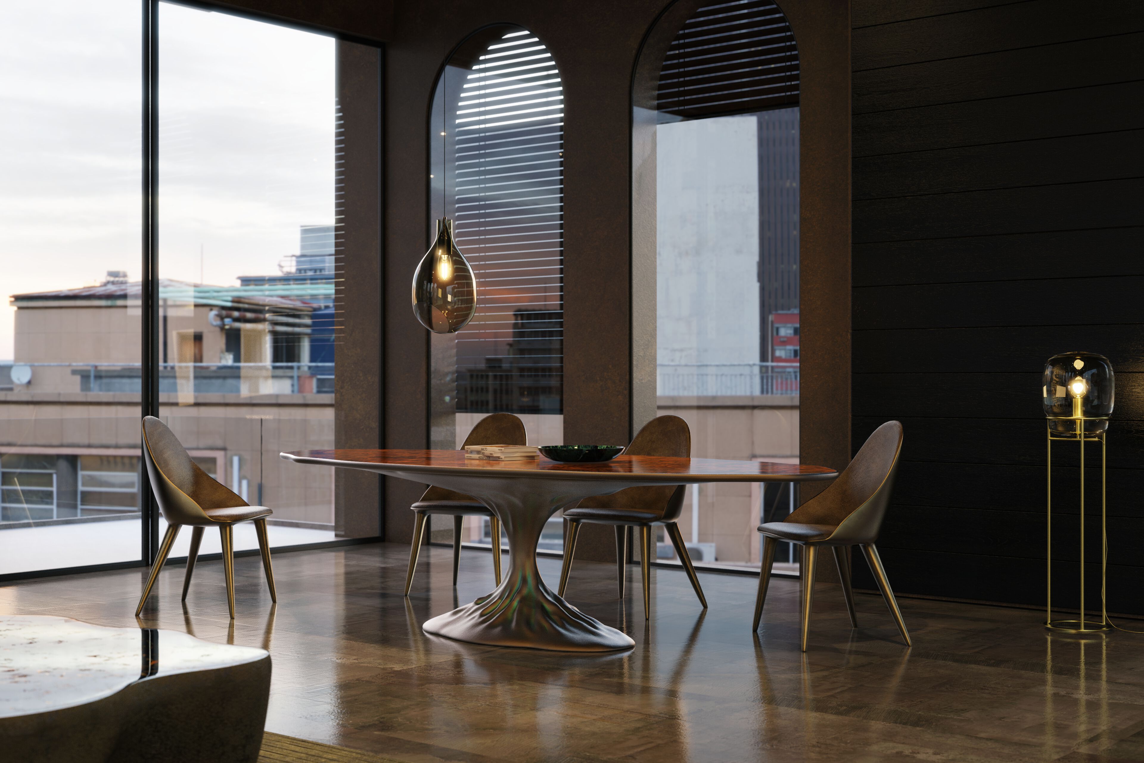 Обеденный стол из дерева и стекловолокна KARPA бонсай ARCH-00123044