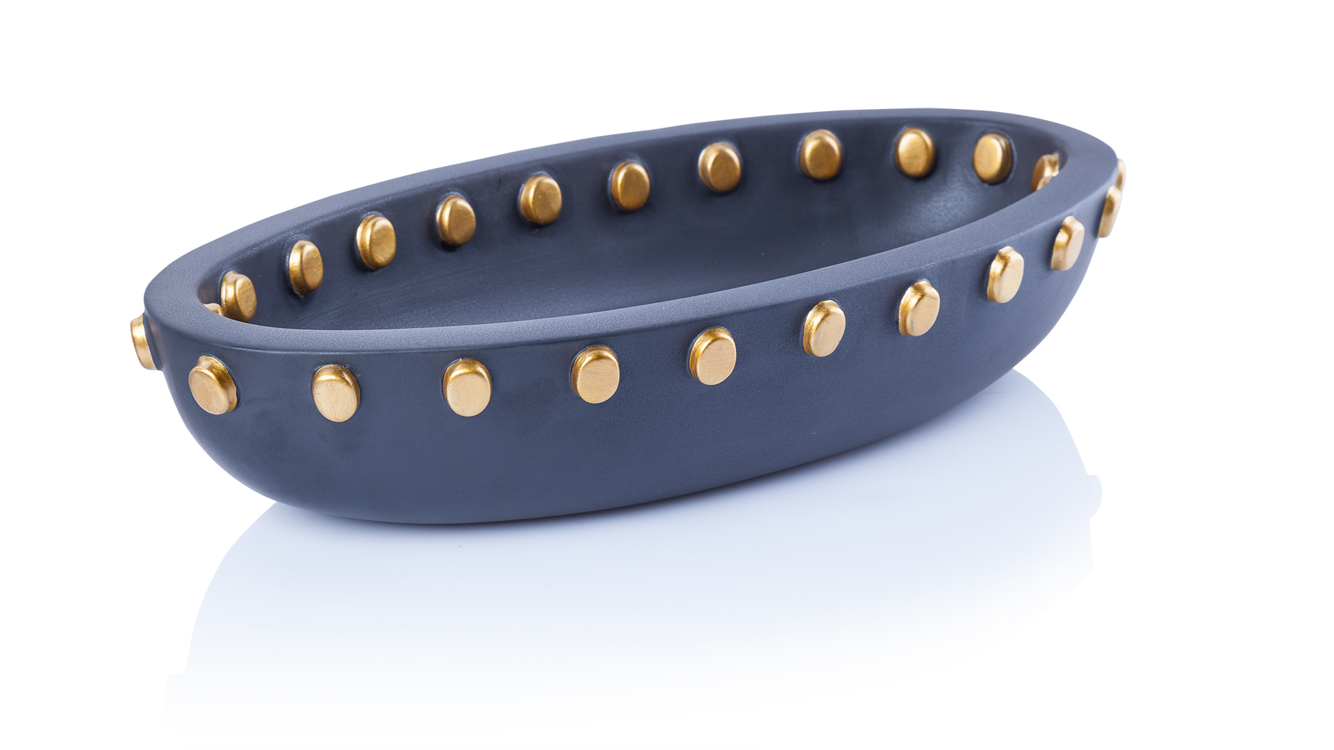 10614117 L’Objet Чаша овальная 46х23х10см "Тео" (черная с позолотой) Керамика  - Вид №1