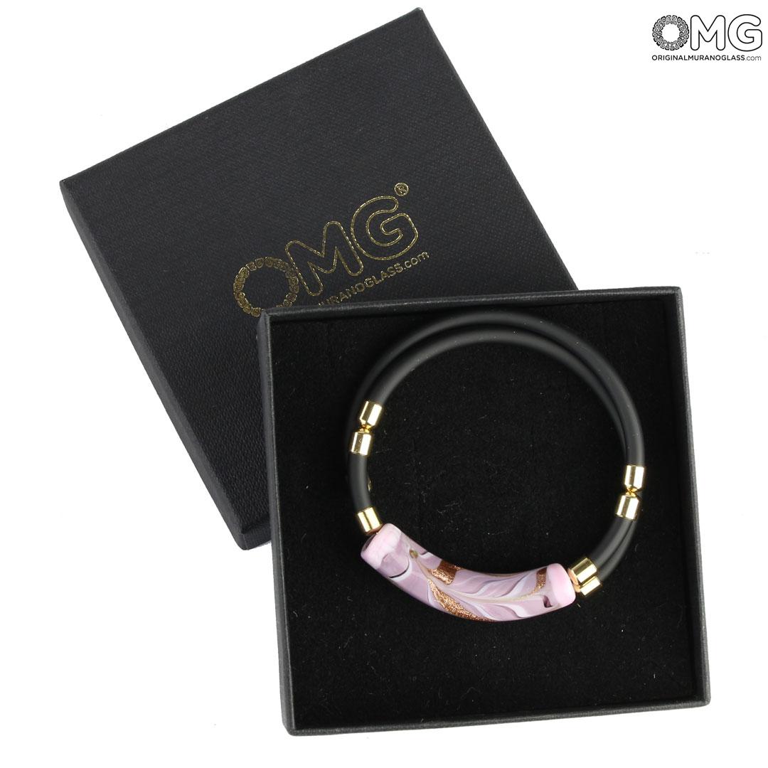 4257 ORIGINALMURANOGLASS Браслет Фиамминго - розовый с авантюрином - муранское стекло OMG 18 см  - Вид №1