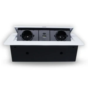91677219 Розетка двойная выдвижная встраиваемая Rocketsocket SHS019-W с заземлением USB горизонтальная цвет белый STLM-1431362