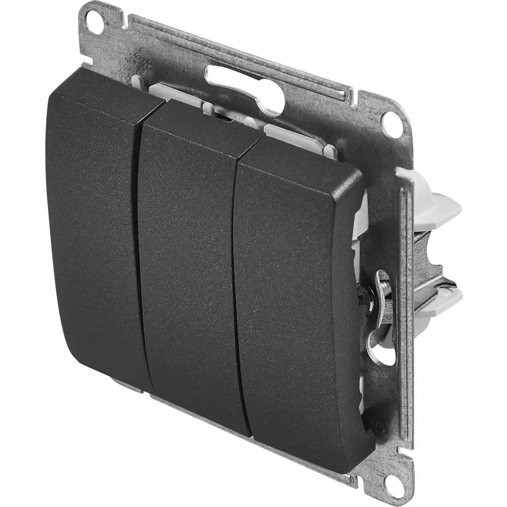Schneider Electric Glossa — трёхклавишный выключатель в антрацитовом исполнении 86710481 STLM-0070851