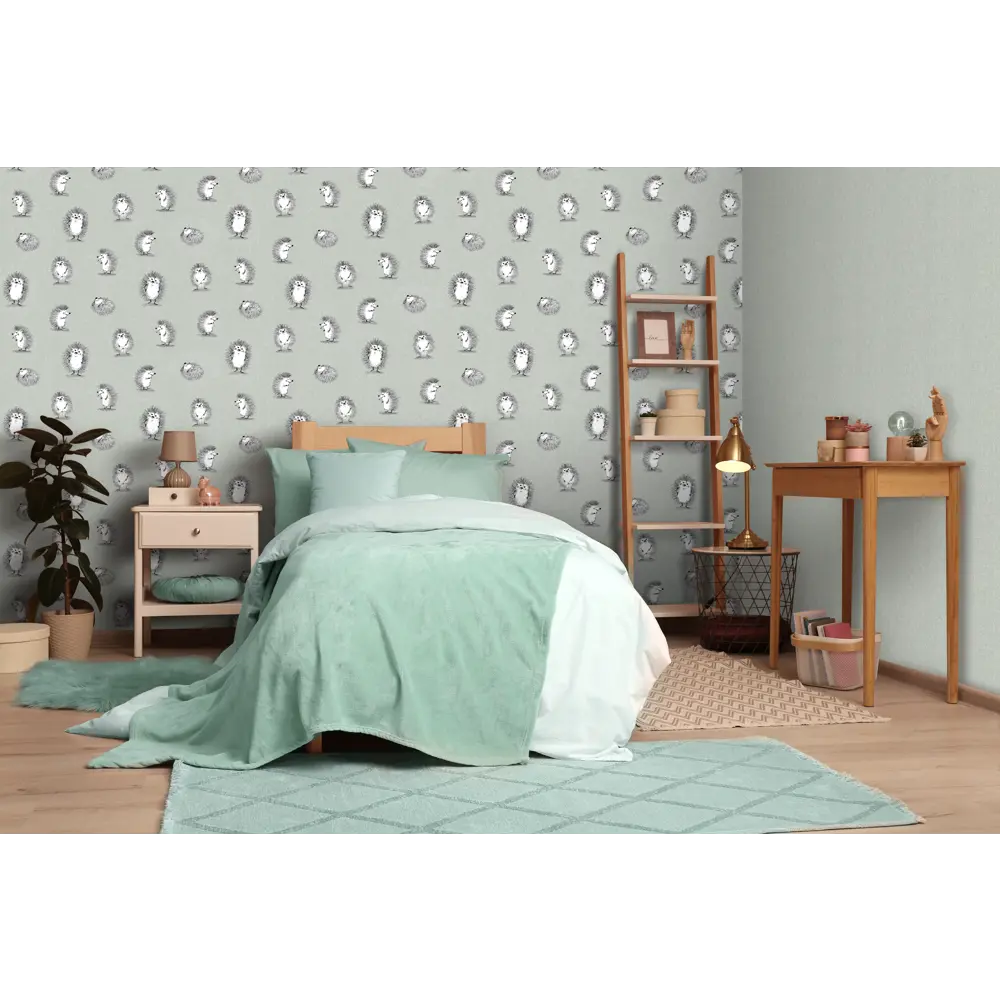 Обои флизелиновые Ateliero Ежики зеленые 1.06 м AT88192-05 89346354 STLM-2063779 Ёжики - Вид №4