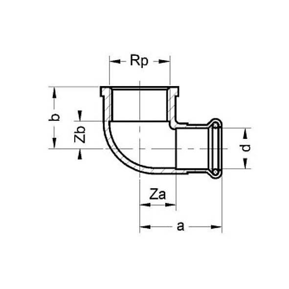 124090G2234 SANHA 24090G SANHA-Therm угловой переход ВПр-ВР 22x3/4 мм  - Вид №1