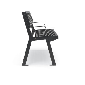 Стальная скамья со спинкой с подлокотниками