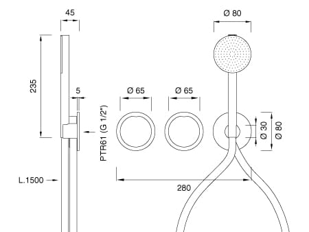 Термостатический смеситель для ванны / душа с 3 отверстиями из нержавеющей стали с ручным душем CEADESIGN GIOTTO ARCH-00118353 - Вид №1