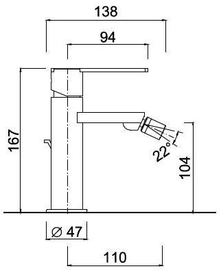 Rubinetteria Giulini Смеситель для биде, однорычажный, с регулируемым изливом Surf F5807a - Вид №2