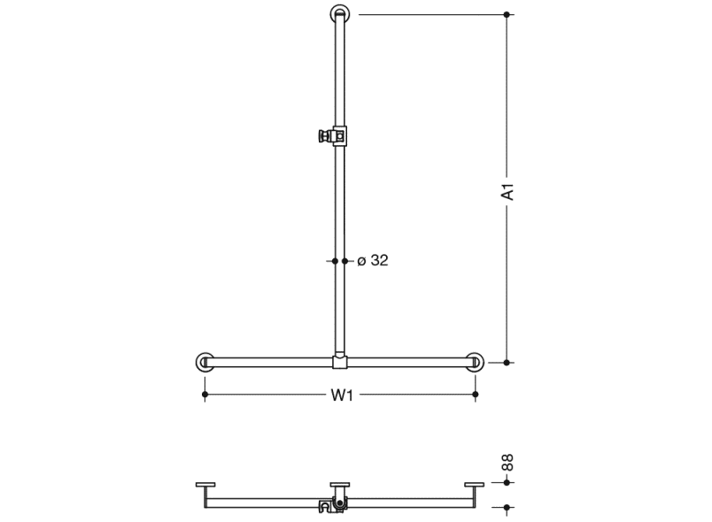 900.35.4S0XA Поручень для душа с выдвижным держателем для душа HEWI Greifen  - Вид №2