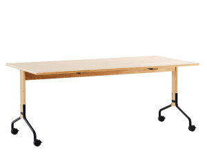 Прямоугольный стол из шпона с колесами