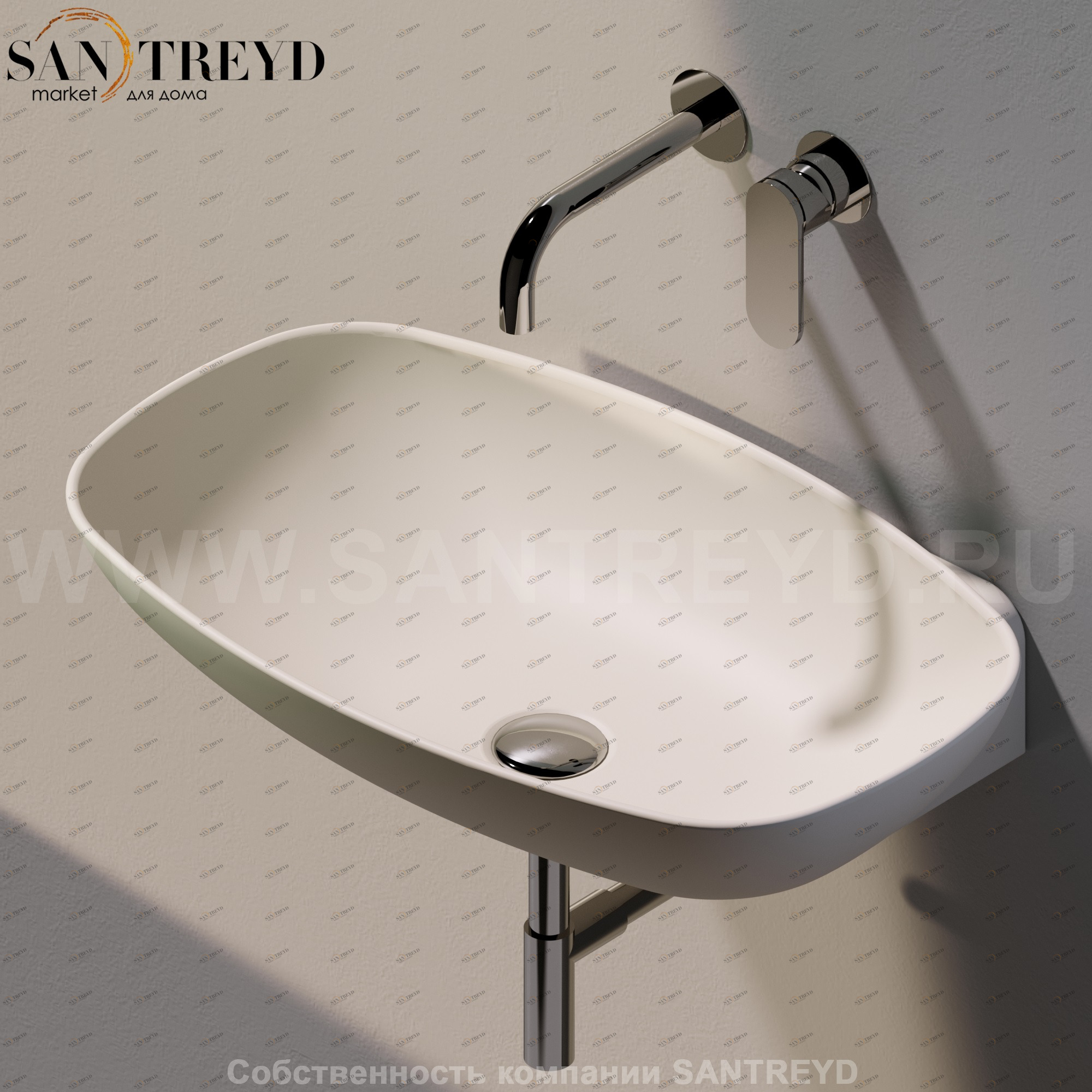 ND60L9003 Подвесная раковина настенная прямоугольная Ceramica Flaminia Nuda бежевая