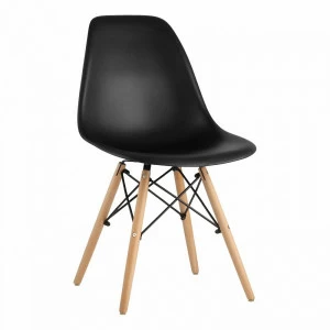 Стул со спинкой черный с деревянными ножками Eames EAMES ДИЗАЙНЕРСКИЕ, EAMES DSW 00-3882006 Черный