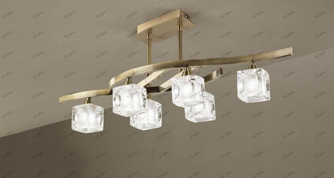 Потолочная люстра Mantra Cuadrax 0990 MANTRA ДИЗАЙНЕРСКИЕ, CUADRAX BRONZE 00-3888532 Бронза;прозрачный 