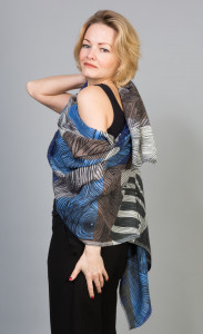 ASO_B Шарф ASO BLUE синий 70X200 хлопок PETRUSSE