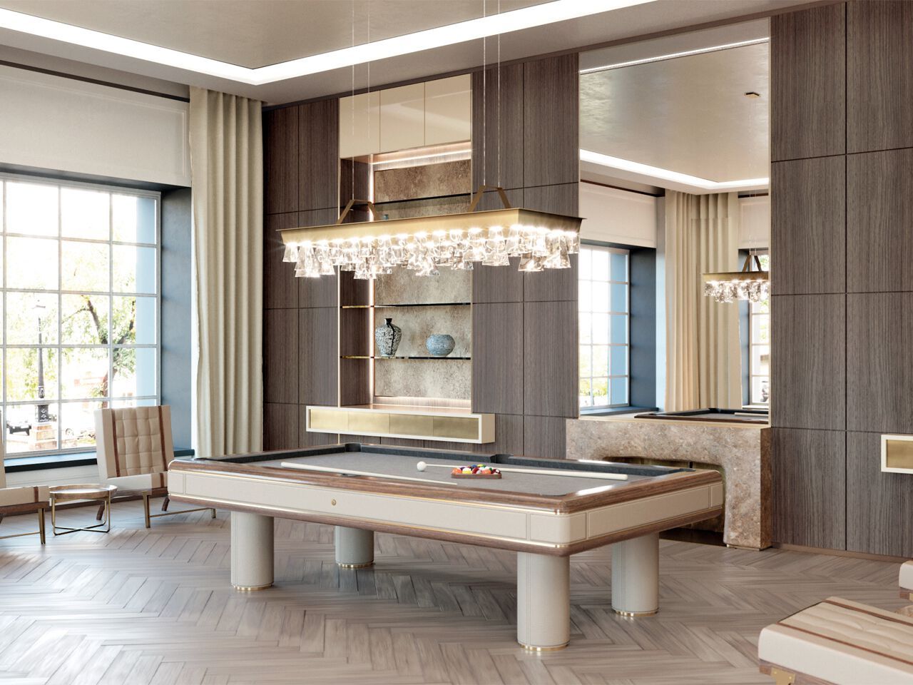 Кожаный прямоугольный бильярдный стол Hermelin biliardi современные игровые столы ARCH-00071174 - Вид №4