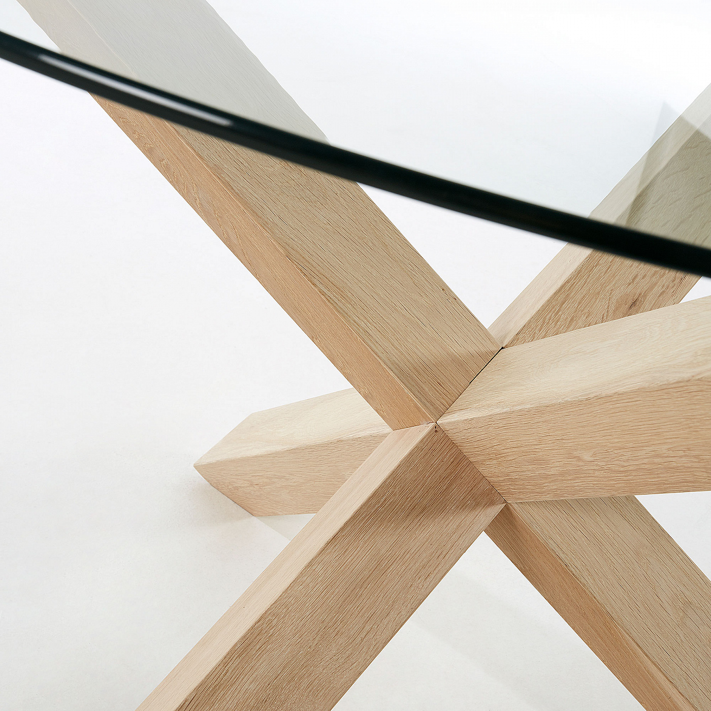 067283 Стол Arendal Ø120 дуб, стекло La Forma Lotus - Вид №3