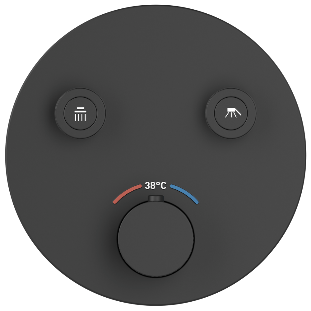 D430-N Матовый черный термостатический двухпозиционный встраиваемый душ duten 