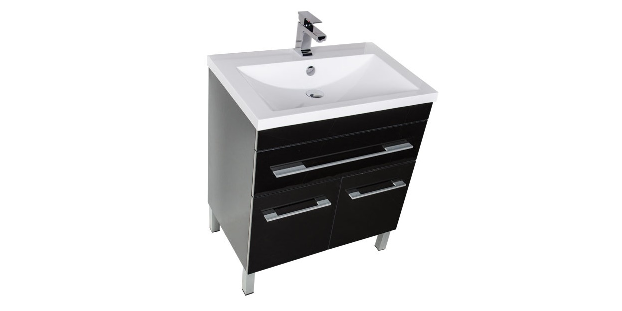 Комплект мебели Aquanet Верона 75 черный (напольный 1 ящик 2 дверцы) 00182947 - Вид №3