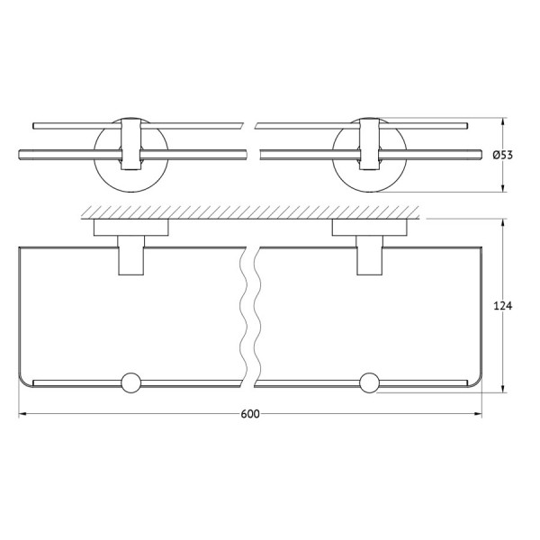 Полка стеклянная 60 см ARTWELLE (Германия) HAR 036 sun-id-561928 - Вид №1