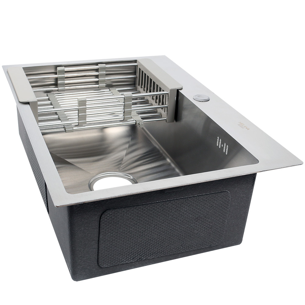Мойка H6545 MELANA ProfLine 3,0/200 САТИН врезная прямоугольная с коландером H6545 H6545 сатин - Вид №5